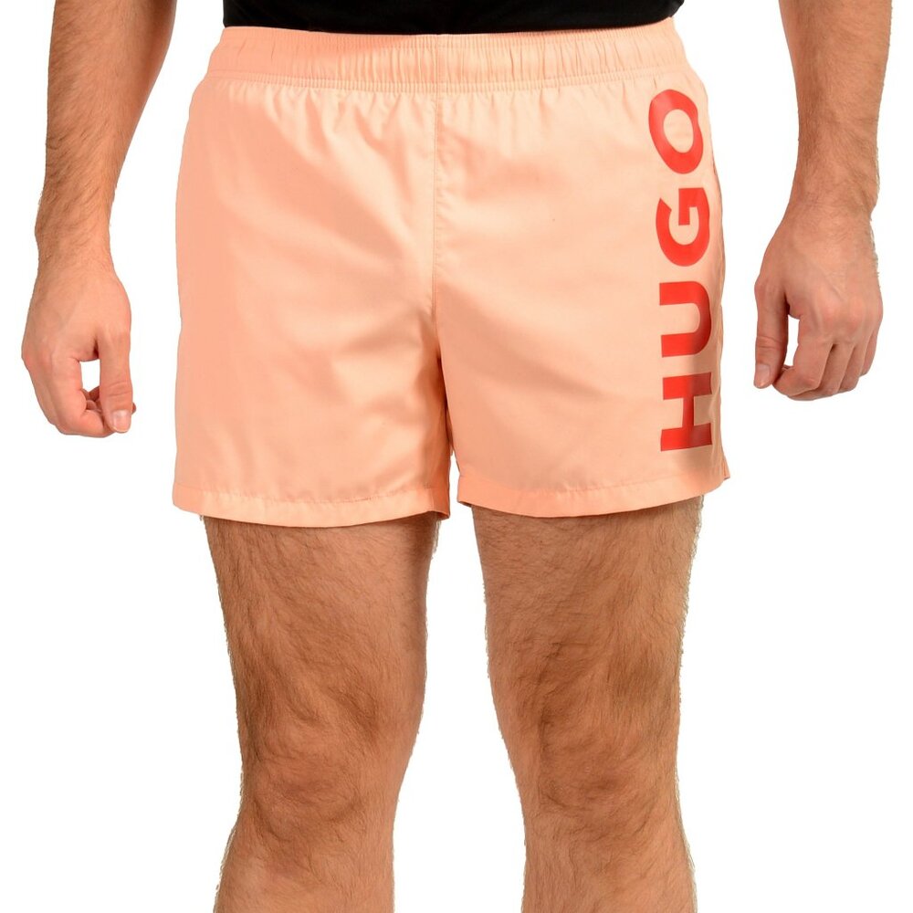 Hugo Boss Men's "ABAS" Pink Logo Print Swim Board Shorts US M IT 50